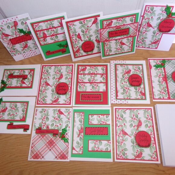 Set of 14 Cardinal Christmas Cards - Handmade - Picture 2 of 5